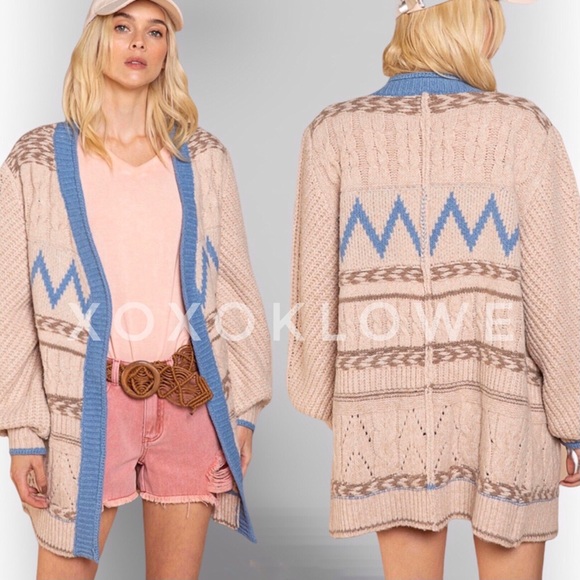 POL Aztec Knit Cardigan Open Front Relaxed Fit - Picture 10 of 11